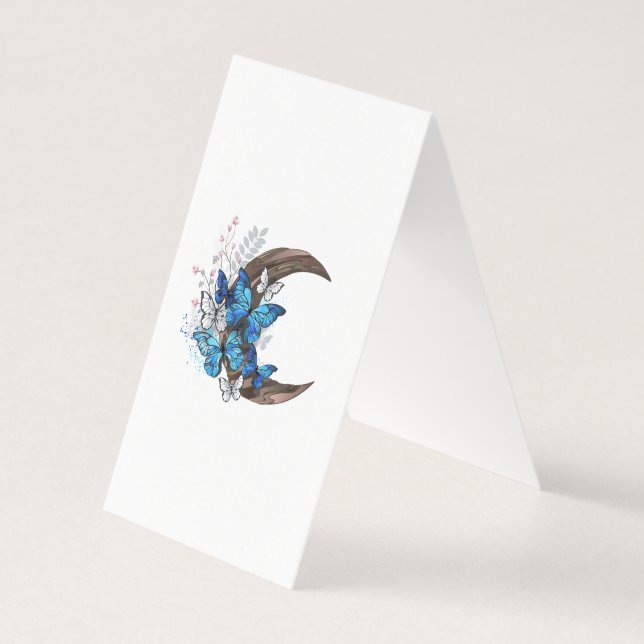 Blue butterflies on wooden crescent (Back)