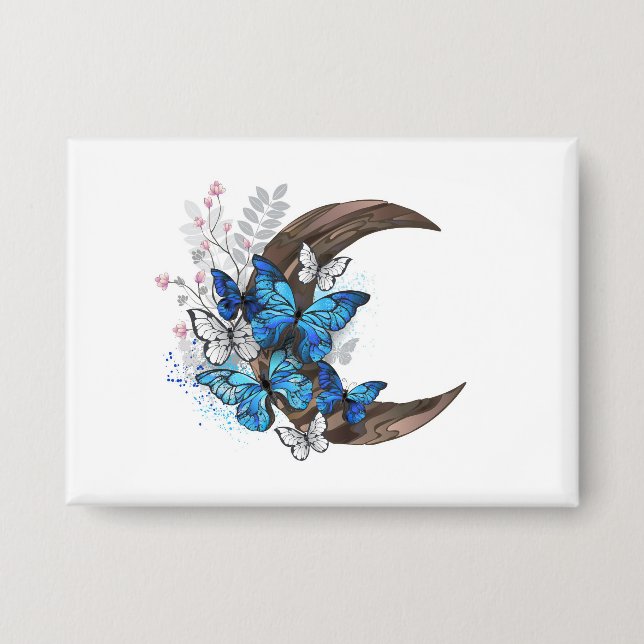 Blue butterflies on wooden crescent (Front)