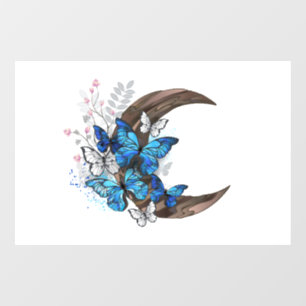 Blue butterflies on wooden crescent