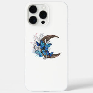 Blue butterflies on wooden crescent iPhone 16 pro max case
