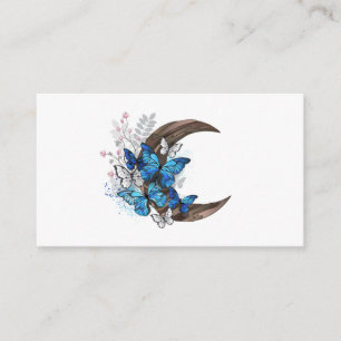Blue butterflies on wooden crescent enclosure card