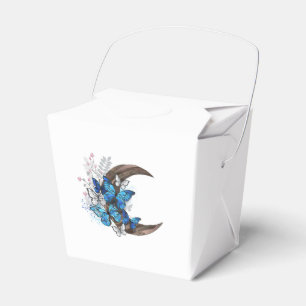 Blue butterflies on wooden crescent favour box