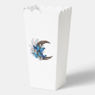 Blue butterflies on wooden crescent favour box