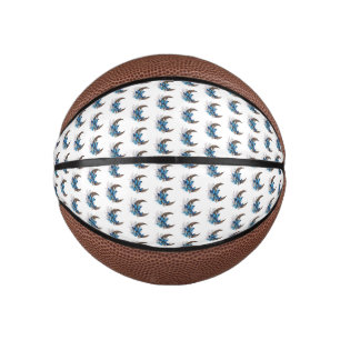 Blue butterflies on wooden crescent mini basketball