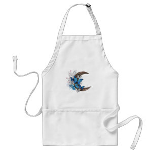 Blue butterflies on wooden crescent standard apron