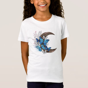 Blue butterflies on wooden crescent T-Shirt