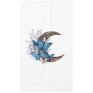 Blue butterflies on wooden crescent tablecloth