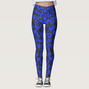 Blue Butterflies Pattern C01.b DGrey BG Leggings