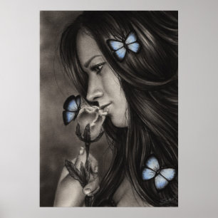 Blue Butterflies Poster