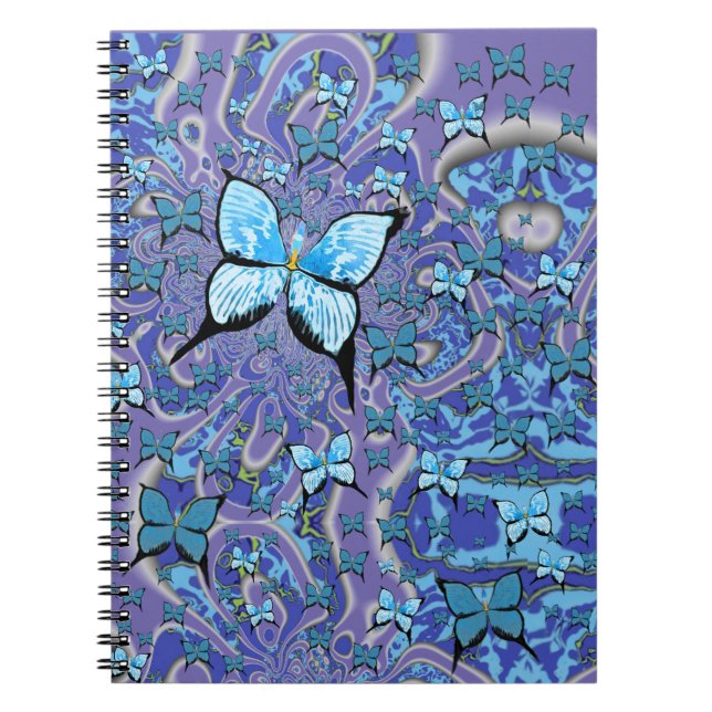 Blue Butterflies Psychedelic Dream Notebook (Front)