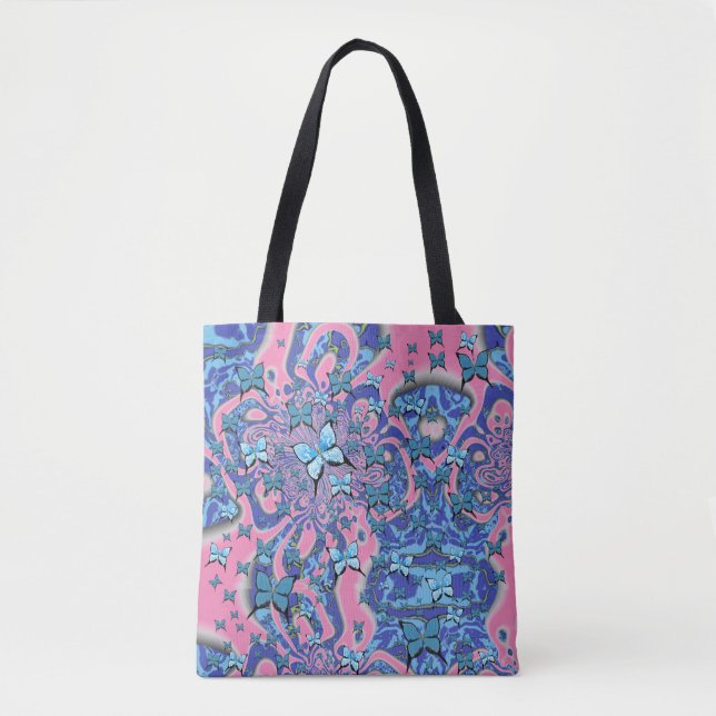 Blue Butterflies Psychedelic Dream Tote Bag (Front)