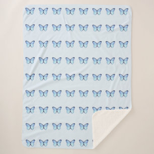 Blue Butterflies Sherpa Blanket