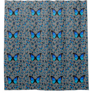 blue butterflies shower curtain