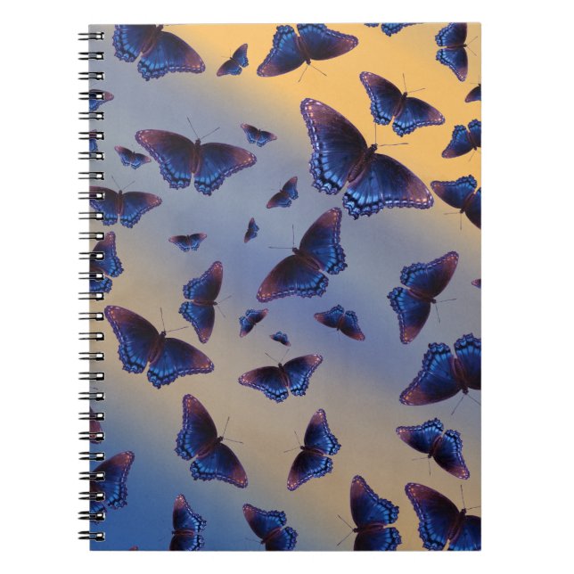 Blue Butterflies Sunrise Spiral Notebook (Front)