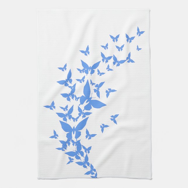 Blue Butterflies Tea Towel (Vertical)