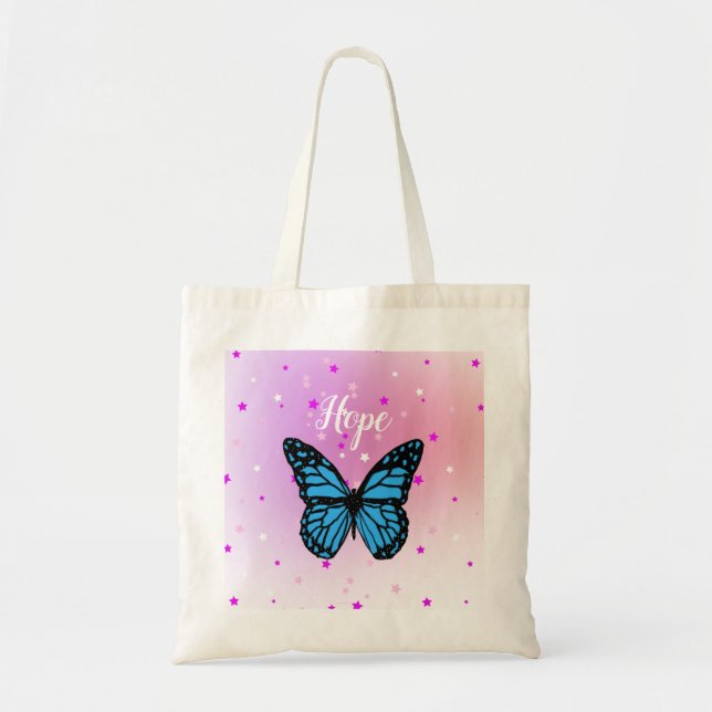 blue butterflies tote bag (Front)