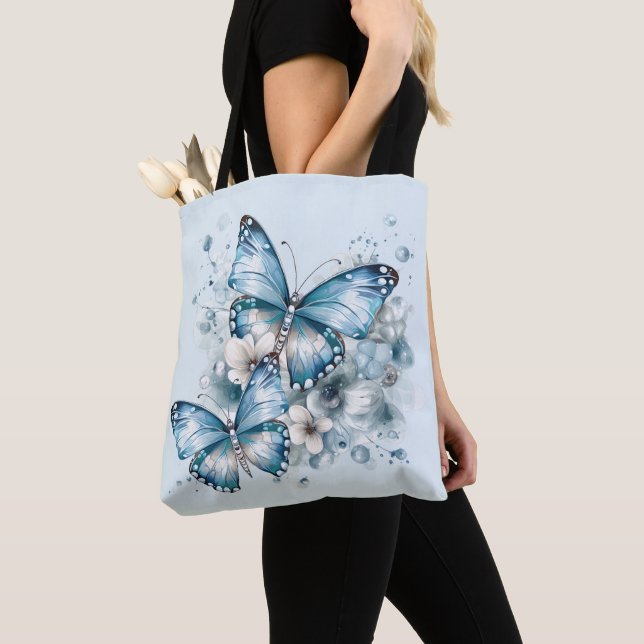 Blue Butterflies Tote Bag (Close Up)