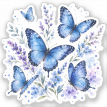 Blue Butterflies Watercolor Painting
