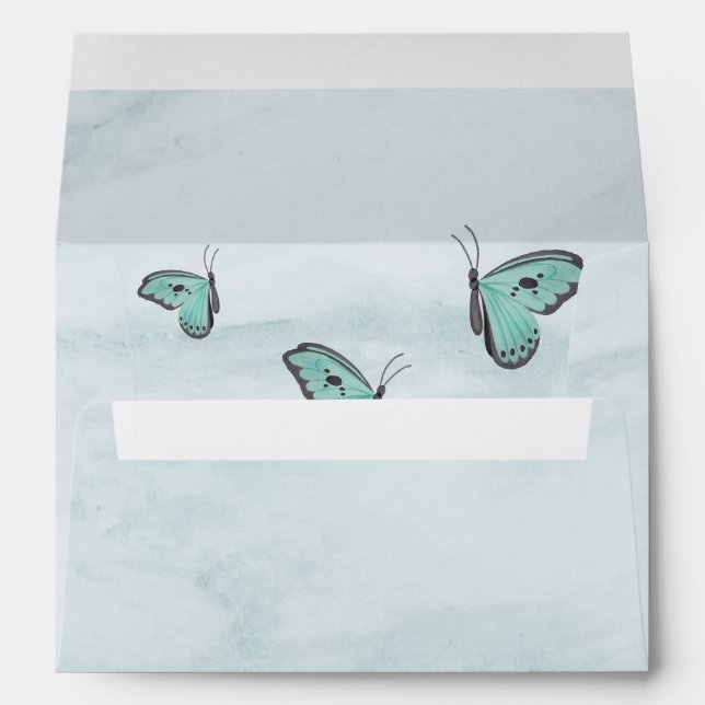 blue butterflies wedding envelope (Back (Bottom))
