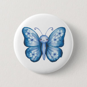 Blue Butterfly 6 Cm Round Badge