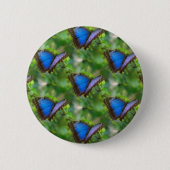Blue Butterfly 6 Cm Round Badge (Front)