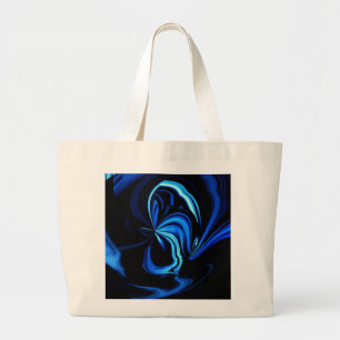 Blue Butterfly Abstract Large Tote Bag