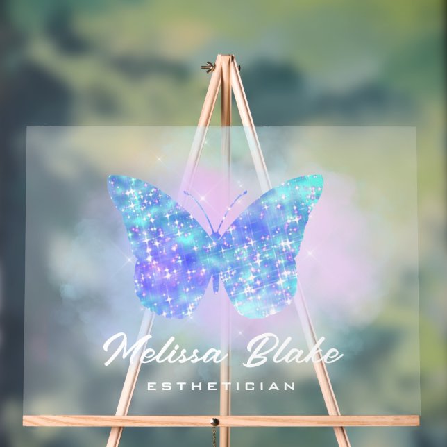 blue butterfly acrylic sign (Neutral)