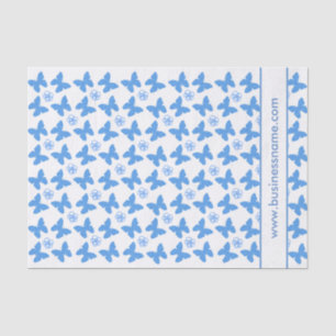 Blue Butterfly and Flower Custom Text Tissue Paper