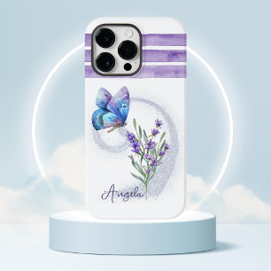 Blue Butterfly and Lavender Personalised Case-Mate iPhone 14 Pro Max Case