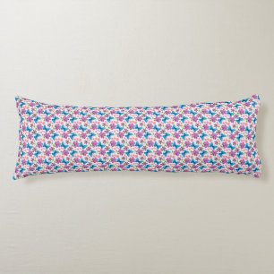 Blue Butterfly and Purple Floral Pattern Body Cushion