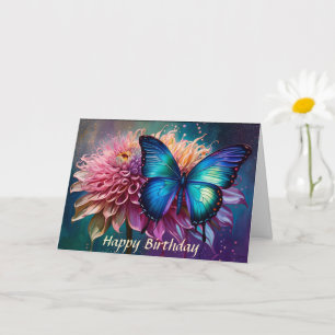 Blue butterfly and the Dahlia Card