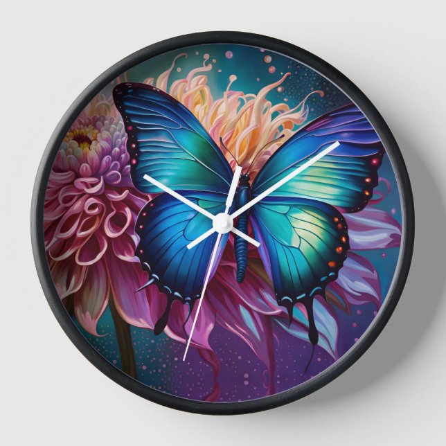  Blue butterfly and the Dahlia Clock (Front)