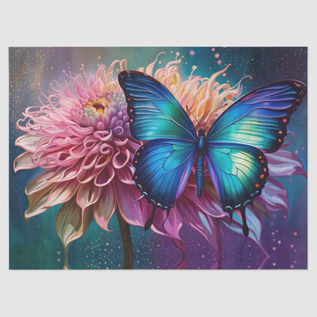  Blue butterfly and the Dahlia Tissue Paper (Front)