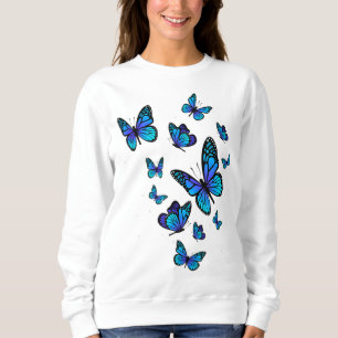 Blue Butterfly Art Garden Beautiful Butterflies Sweatshirt