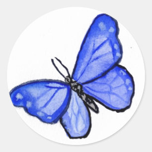 Blue Butterfly Art Painting Label Stickers