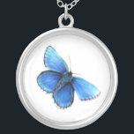Blue butterfly art painting necklace<br><div class="desc">Beautiful blue butterfly painted in watercolor and gouache by artist Sarah Trett.</div>