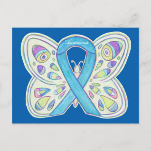 Blue Butterfly Awareness Ribbon Custom Postcard