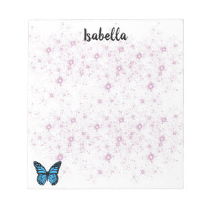 blue butterfly background notepad