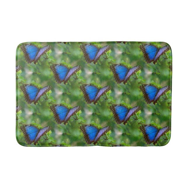 Blue Butterfly Bath Mat (Front)
