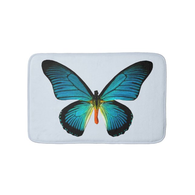 Blue Butterfly Bath Mat (Front)
