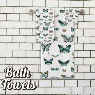 Blue Butterfly Bath Towel Set