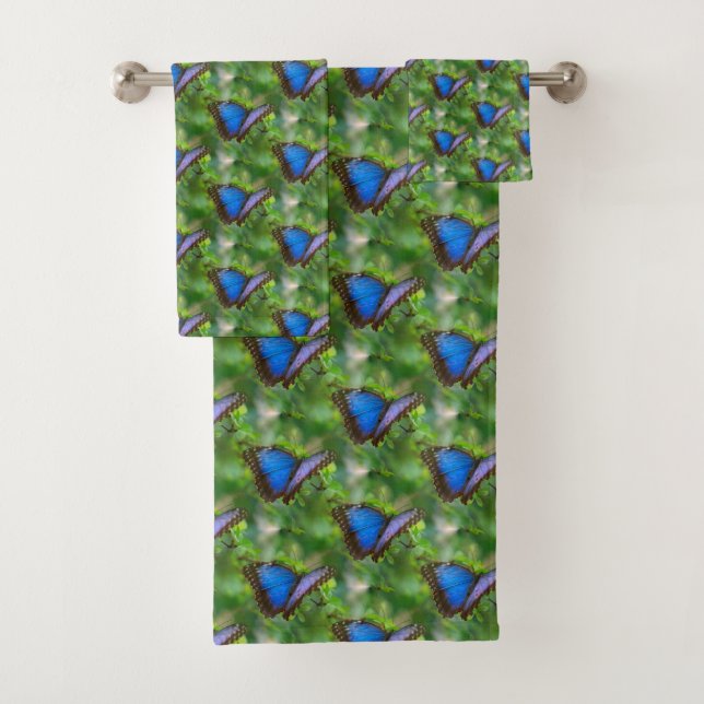 Blue Butterfly Bath Towel Set (Insitu)