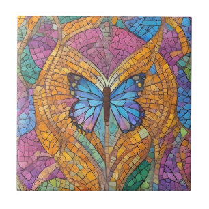 Blue Butterfly Beautiful Mosaic Tile