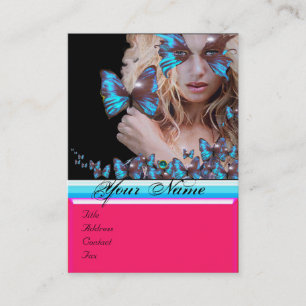 BLUE BUTTERFLY BEAUTY SALON,MAKEUP ARTIST monogram Business Card