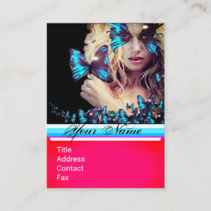 BLUE BUTTERFLY BEAUTY SALON,MAKEUP ARTIST monogram Business Card