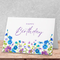 Blue Butterfly Birthday Floral Garden Design