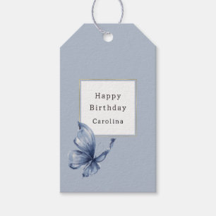 Blue Butterfly Birthday Gift Tags