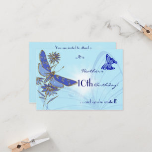 Blue Butterfly Birthday RSVP Invitation Card