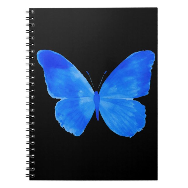 Blue butterfly  (BLK BKGRD) Notebook (Front)