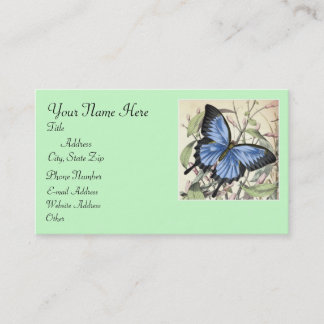 Blue Butterfly Business Card with Address